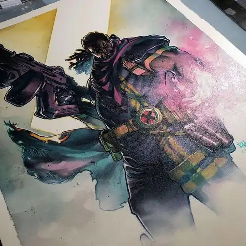 彩铅结合水彩画硬核超级英雄插画