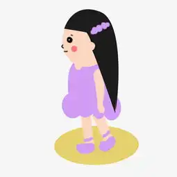 紫裙长发女孩手绘插画psd图片素材其他格式下载动漫人物大全