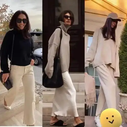 欧美风格街拍冬天的羊绒衫,超级时髦色彩丰富和谐