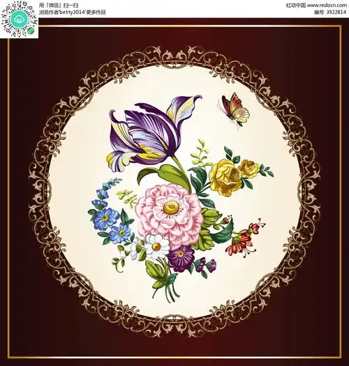 花纹圆形边框花朵蝴蝶矢量背景eps素材免费下载编号3922814红动网