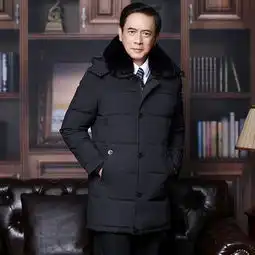 男装羽绒服冬季新款中老年加厚保暖大毛领中年爸爸装羽绒外套jx