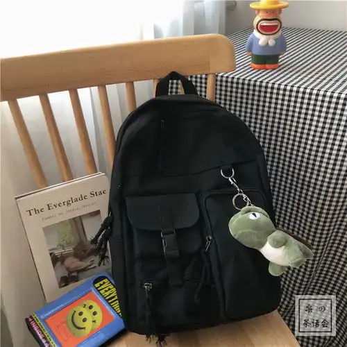 韩国ins港风街拍学生书包女休闲双肩包日系原宿风暗黑系旅行背包