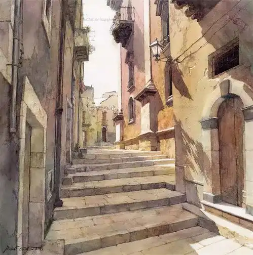 光朦胧,色朦胧,波兰著名年轻水彩画画家michalorlowski作品赏析