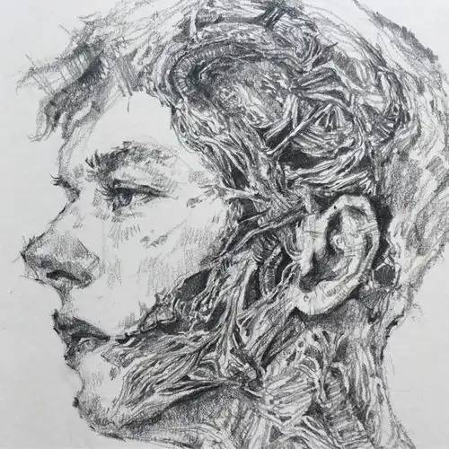 插画师有特点的铅笔素描肖像,韩国手绘艺术家saera