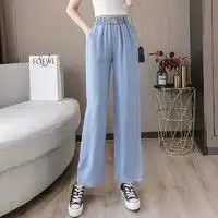 h女士休闲裤h美式复古工装裤女2024夏季高腰直筒阔腿裤设计感宽松休闲拖地长裤黄色3xl多少钱