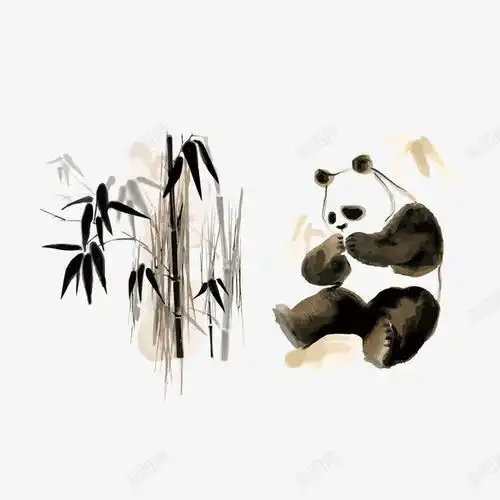 中国风熊猫高清素材页面设计图片页面网页平面电商创意素材png素材水墨竹子素材