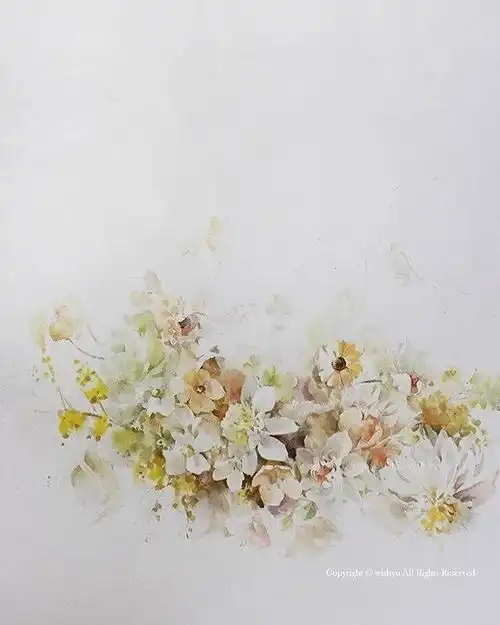 wishyu淡雅的水彩手绘花卉,柔和至极