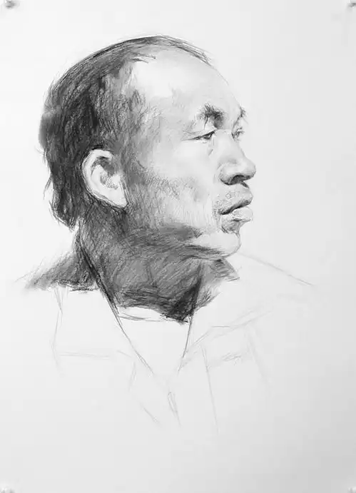 每日一画素描头像侧脸步骤图