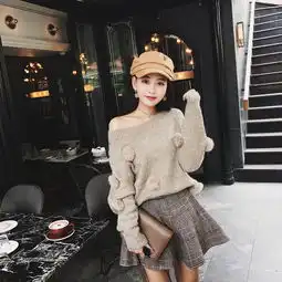 慵懒时尚的原宿风针织毛衣,街拍范十足