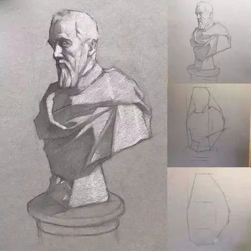 大神的素描步骤图,附视频