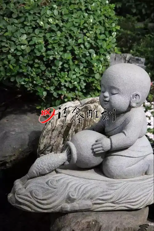 海鑫古建寺庙石雕分享一组呆萌可爱的石雕小沙弥