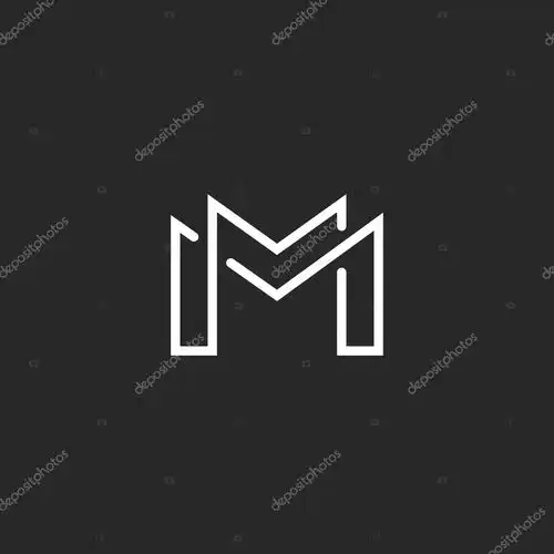 字母m徽标或两个现代字母符号,样机黑色和白色名片教育
