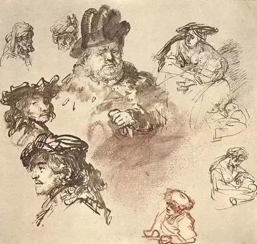 大师伦勃朗素描手稿74张