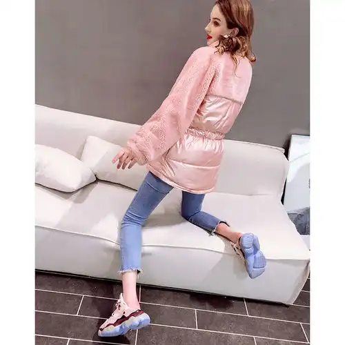 向沫棉服女棉袄2019新款仿羊羔毛棉衣ins超火潮冬季中长款加厚