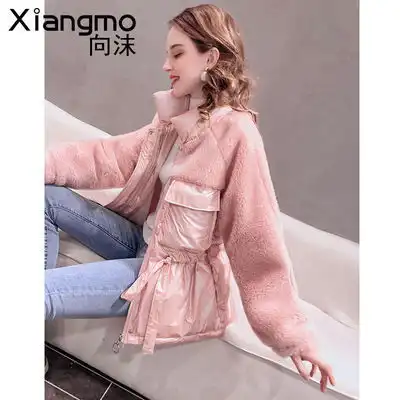 向沫棉服女棉袄2019新款仿羊羔毛棉衣ins超火潮冬季中长款加厚